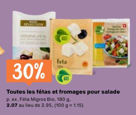 Toutes les fétas et fromages pour salade