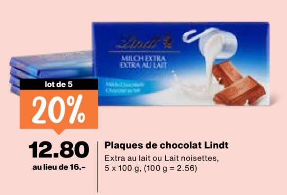 Plaques de chocolat Lindt
