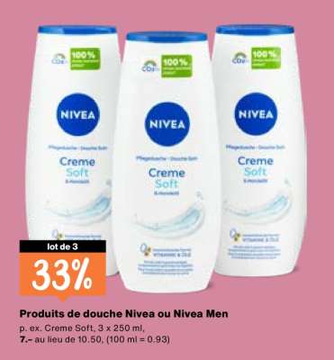 Produits de douche Nivea ou Nivea Men