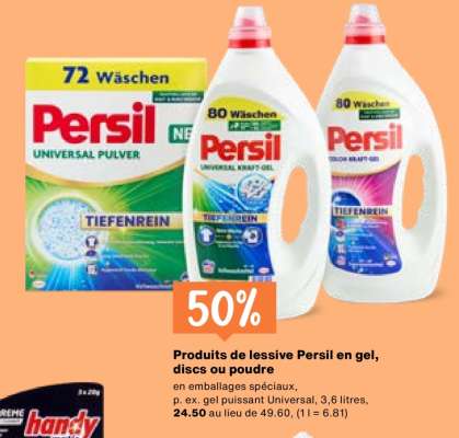 Produits de lessive Persil en gel, discs ou poudre