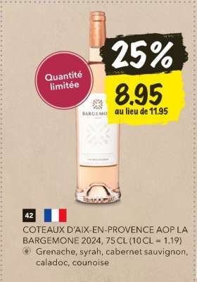 COTEAUX D'AIX-EN-PROVENCE AOP LA BARGEMONE 2024