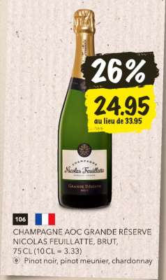 CHAMPAGNE AOC GRANDE RÉSERVE NICOLAS FEUILLATTE, BRUT