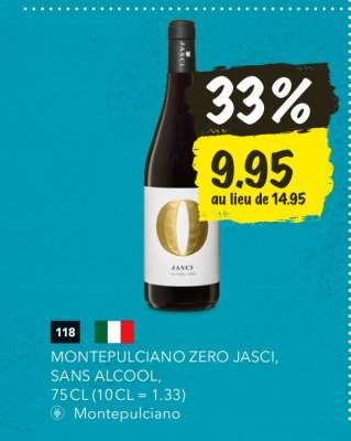 MONTEPULCIANO ZERO JASCI, SANS ALCOOL