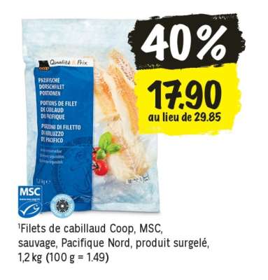 Filets de cabillaud Coop
