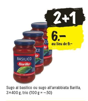 Sugo al basilico ou sugo all’arrabbiata Barilla