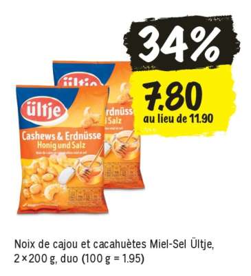 Noix de cajou et cacahuètes Miel-Sel Ültje