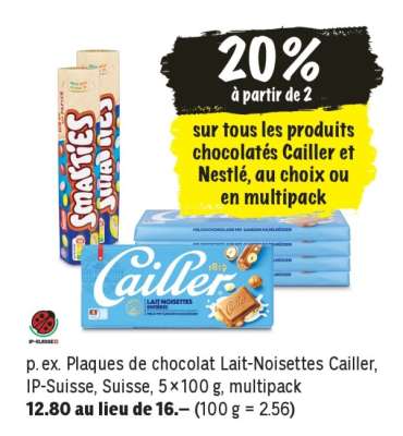 Plaques de chocolat Lait-Noisettes Cailler