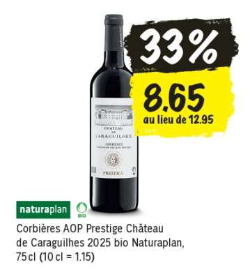 Corbières AOP Prestige Château de Caraguilhes 2025 bio Naturaplan