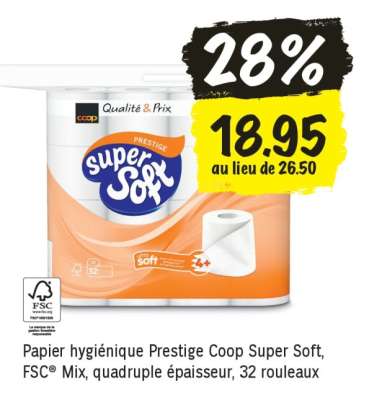 Papier hygiénique Prestige Coop Super Soft