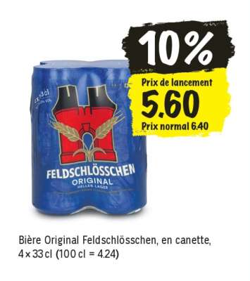 Bière Original Feldschlösschen, en canette