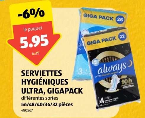 SERVIETTES HYGIÉNIQUES ULTRA, GIGAPACK