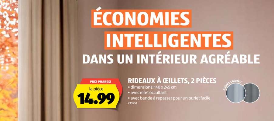 RIDEAUX À ŒILLETS, 2 PIÈCES