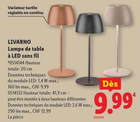 LIVARNO Lampe de table à LED sans fil