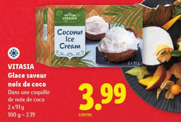 VITASIA Glace saveur noix de coco
