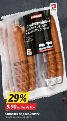 Saucisses de porc Denner
