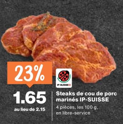 Steaks de cou de porc marinés IP-SUISSE