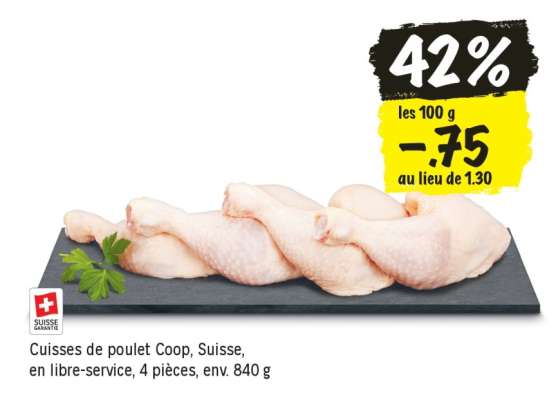 Cuisses de poulet Coop, Suisse