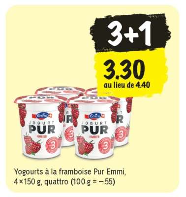 Yogourts à la framboise Pur Emmi