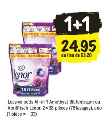 Lessive pods All-in-1 Amethyst Blütentraum ou Aprilfrisch Lenor