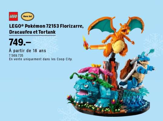 LEGO Pokémon 72153 Florizarre, Dracaufeu et Tortank