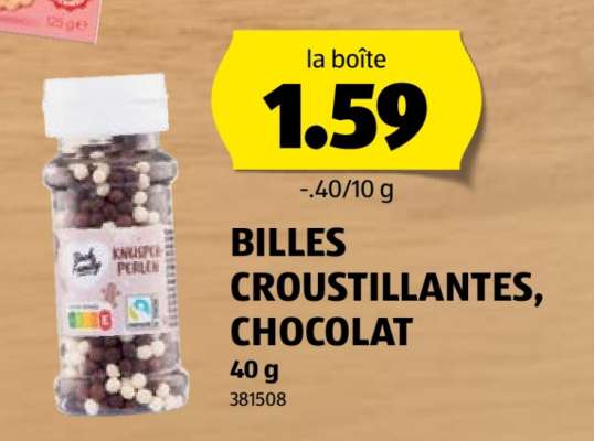 BILLES CROUSTILLANTES, CHOCOLAT