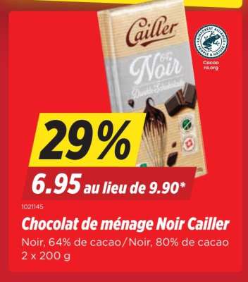 Chocolat de ménage Noir Cailler