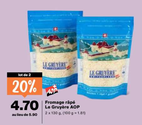 Fromage râpé Le Gruyère AOP