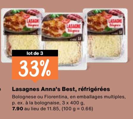 Lasagnes Anna’s Best, réfrigérées