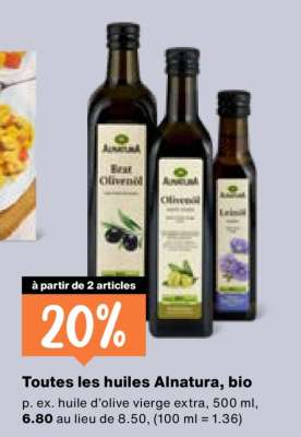 Toutes les huiles Alnatura, bio