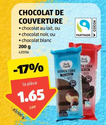 CHOCOLAT DE COUVERTURE