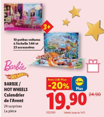 BARBIE / HOT WHEELS Calendrier de l'Avent